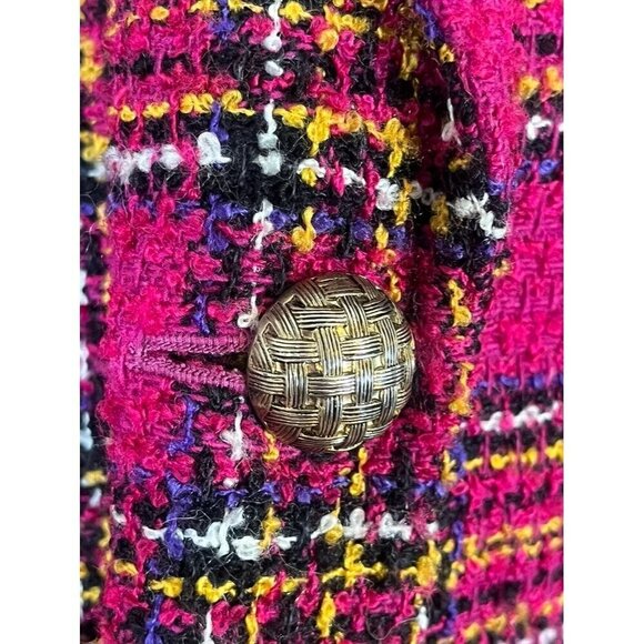 Jennifer Moore Blazer Women 6 Pink Wool Plaid Academia Preppy Old Money Retro - Picture 4 of 16
